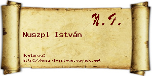 Nuszpl István névjegykártya