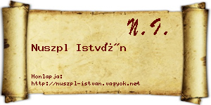 Nuszpl István névjegykártya